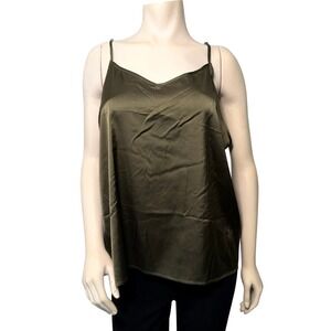 Ekouaer Camisole Women XXL Olive Green NEW Satin V-Neck Adjustable Straps Top